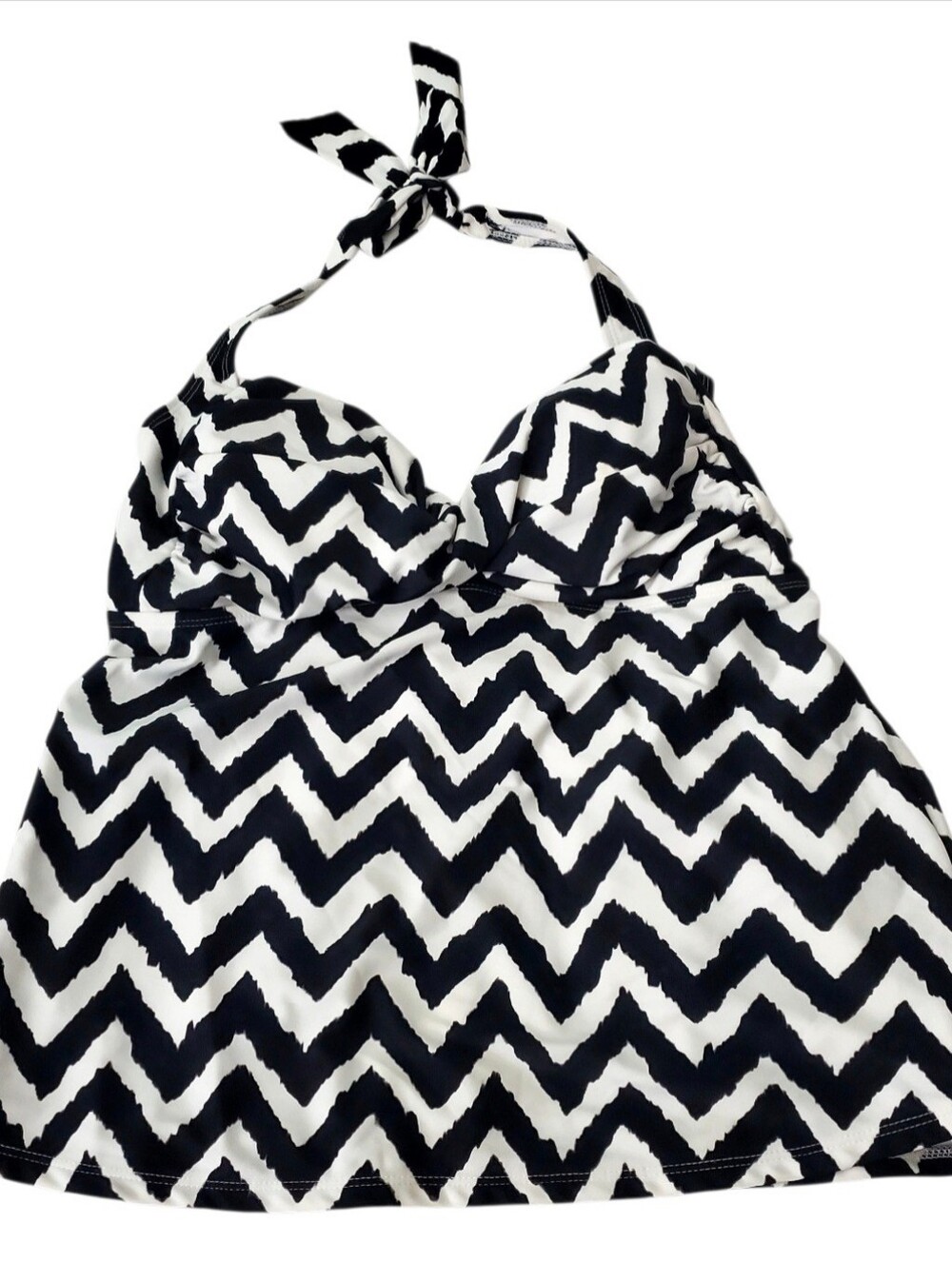 Catalina Black and White Chevron One-Piece Tankini Swim Top Sz XL NWOT